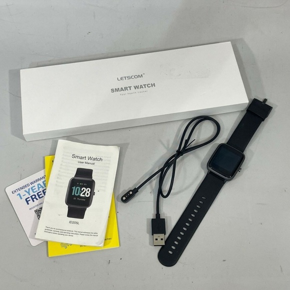 LetsFit Black Smart Watch tracks your Health and Fitness New w accessories NIB - Picture 1 of 9